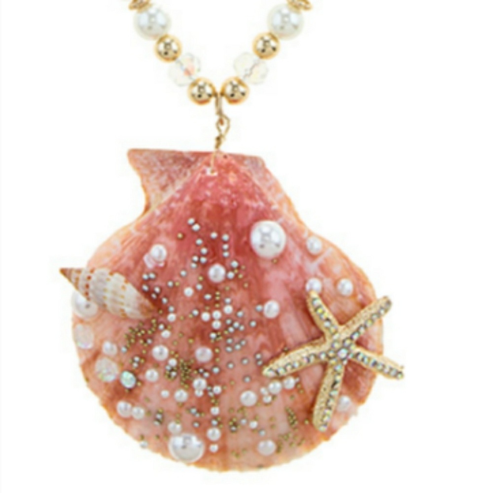 Pink shell pendant necklace set - Picture 2 of 5